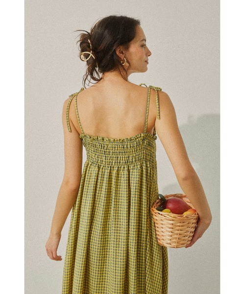 ALEXIA STAM（アリシアスタン）の「Plaid Ribbon Camisole Dress /リボンストラップギンガムワンピ（ワンピース・レディース・グリーン/ブルー/イエロー・FREE）」の19枚目の写真