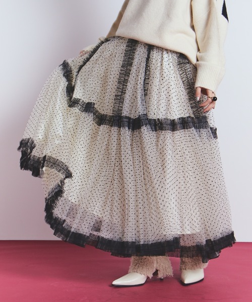 manana suerte（マニャーナスエルテ）の「DOTボリュームチュールスカート（スカート・レディース・アイボリー/ブラック・FREE）」の2枚目の写真