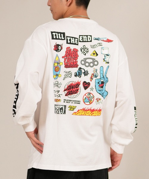 SANTA CRUZ(サンタクルーズ)の「【限定】SANTACRUZ/サンタクルーズ 長袖Tシャツ/ロンT バックプリント 502254404(Tシャツ/カットソー・メンズ・ホワイト/ライトブラック/オレンジ・XL/L/M)」の1枚目の写真