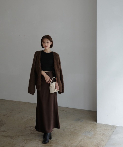 INTER FACTORY(インターファクトリー)の「mayu - サテンナロースカート made in INTER FACTORY(スカート・レディース・ブラウン/アイボリー・MEDIUM/SMALL)」の16枚目の写真