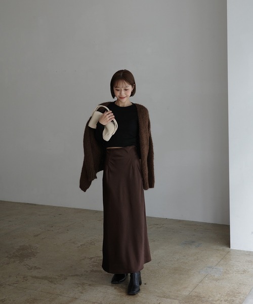 INTER FACTORY(インターファクトリー)の「mayu - サテンナロースカート made in INTER FACTORY(スカート・レディース・ブラウン/アイボリー・MEDIUM/SMALL)」の17枚目の写真