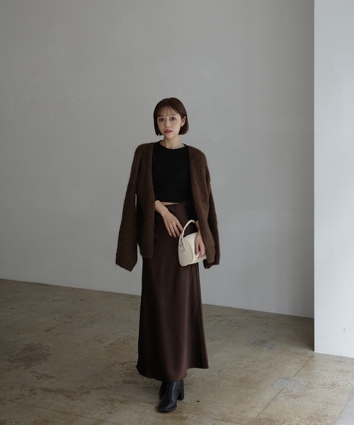 INTER FACTORY(インターファクトリー)の「mayu - サテンナロースカート made in INTER FACTORY(スカート・レディース・ブラウン/アイボリー・MEDIUM/SMALL)」の6枚目の写真