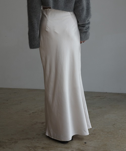 INTER FACTORY(インターファクトリー)の「mayu - サテンナロースカート made in INTER FACTORY(スカート・レディース・ブラウン/アイボリー・MEDIUM/SMALL)」の7枚目の写真