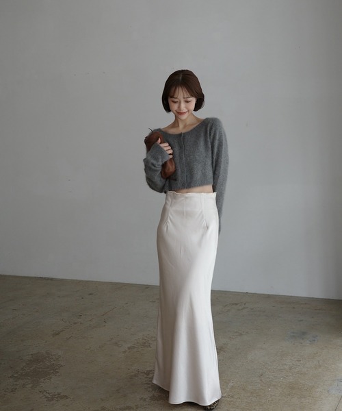 INTER FACTORY(インターファクトリー)の「mayu - サテンナロースカート made in INTER FACTORY(スカート・レディース・ブラウン/アイボリー・MEDIUM/SMALL)」の11枚目の写真