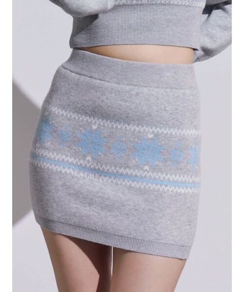 EATME（イートミー）の「ノルディックニットスカート（スカート・レディース・グレー/アイボリー/ブラック・FREE）」の3枚目の写真