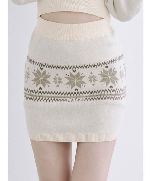 EATME（イートミー）の「ノルディックニットスカート（スカート・レディース・グレー/アイボリー/ブラック・FREE）」の2枚目の写真
