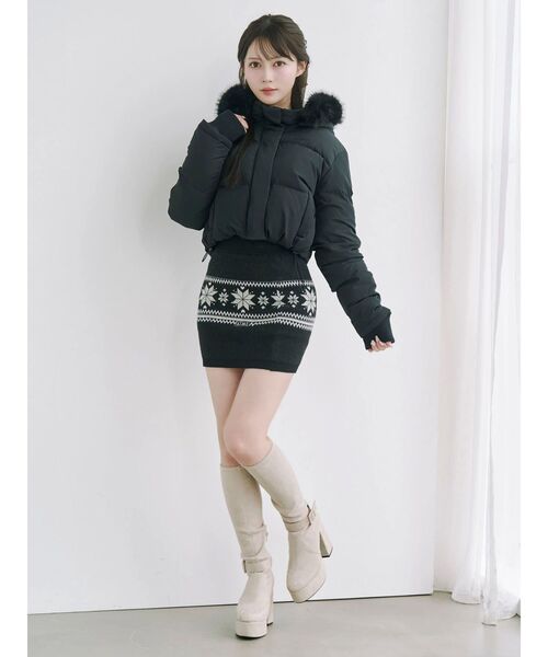 EATME（イートミー）の「ノルディックニットスカート（スカート・レディース・グレー/アイボリー/ブラック・FREE）」の4枚目の写真