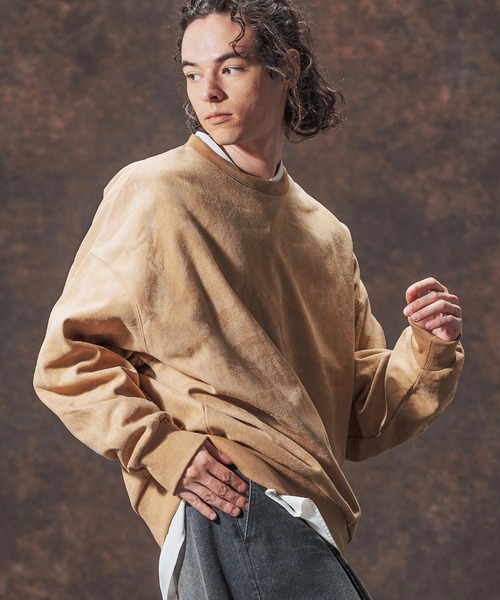 Jih Nunc（ジーヌンク）の「msw1729-裏起毛フェイクスウェードプルオーバー(JIH-R1141)（スウェット・メンズ・グレー/ブラック/ベージュ・S/L/M）」の5枚目の写真
