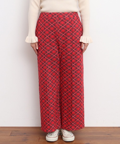 CHILD WOMAN（チャイルドウーマン）の「チェック柄キルトジャカード イージーパンツ（その他パンツ・レディース・レッド・FREE）」の6枚目の写真