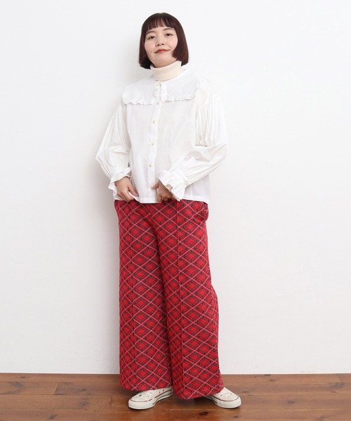 CHILD WOMAN（チャイルドウーマン）の「チェック柄キルトジャカード イージーパンツ（その他パンツ・レディース・レッド・FREE）」の3枚目の写真