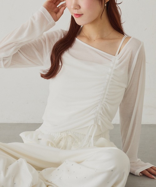 セール】キャミ付きドロストトップス（Tシャツ/カットソー