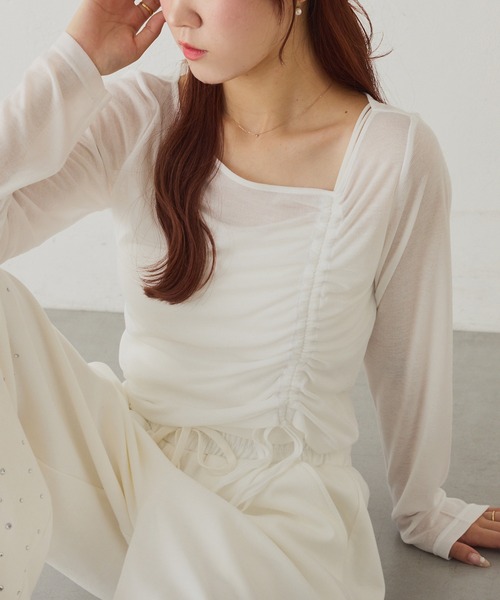 nice claup ナイスクラップ　ドロストキャミワンピ　ホワイト one after another】ドロストキャミワンピ | NICE CLAUP / OLIVE