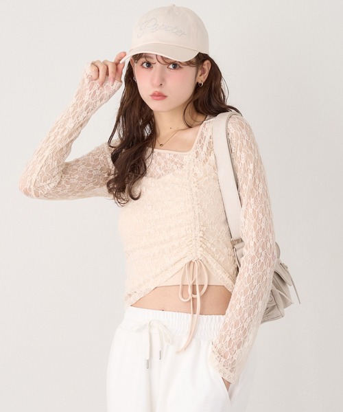 セール】キャミ付きドロストトップス（Tシャツ/カットソー