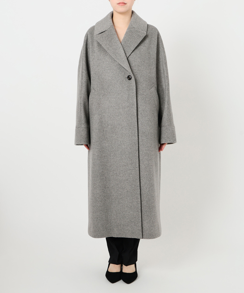 美品▲TICCA ティッカ//ウールロングシャツ 長袖　グレージュ　ゆったり 美品△TICCA ティッカ//ウールロングシャツ 長袖 グレージュ ゆったり