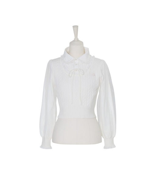 メルフィーメモリー　Girls Cable Knit Blouseトップス Girls Cable Knit Blouseトップス（ニット/セーター）｜mellfy memory