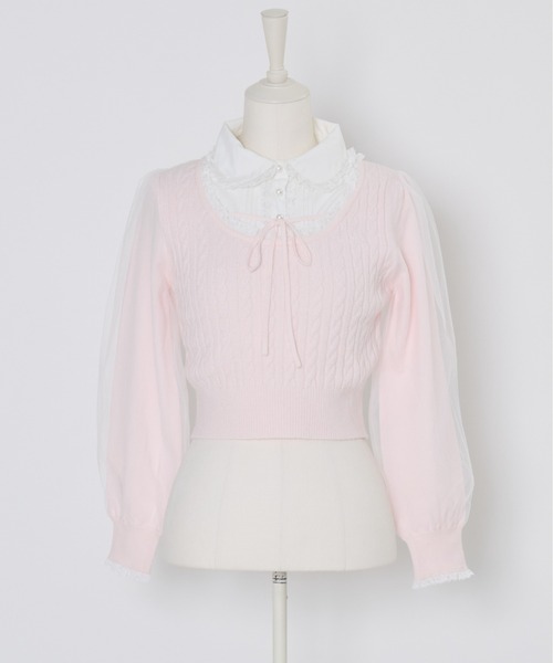 Girls Cable Knit Blouseトップス（ニット/セーター）｜mellfy memory