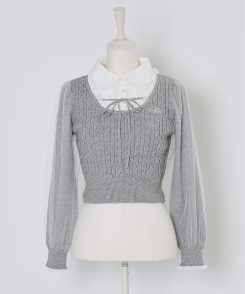 Girls Cable Knit Blouseトップス（ニット/セーター）｜mellfy memory