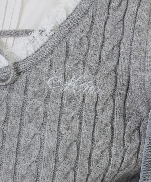 Girls Cable Knit Blouseトップス（ニット/セーター）｜mellfy memory