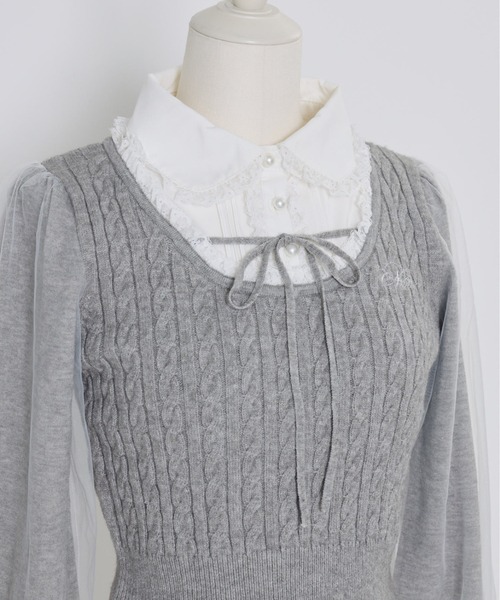 Girls Cable Knit Blouseトップス（ニット/セーター）｜mellfy memory