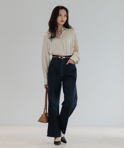 Andemiu（アンデミュウ）の「マットサテンシャツ586654（シャツ/ブラウス・レディース・モカ/レッド系その他6/アイボリー・FREE）」の8枚目の写真