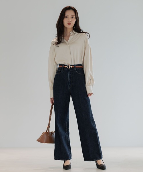 Andemiu（アンデミュウ）の「マットサテンシャツ586654（シャツ/ブラウス・レディース・モカ/レッド系その他6/アイボリー・FREE）」の9枚目の写真