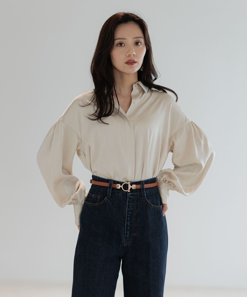 Andemiu（アンデミュウ）の「マットサテンシャツ586654（シャツ/ブラウス・レディース・モカ/レッド系その他6/アイボリー・FREE）」の10枚目の写真