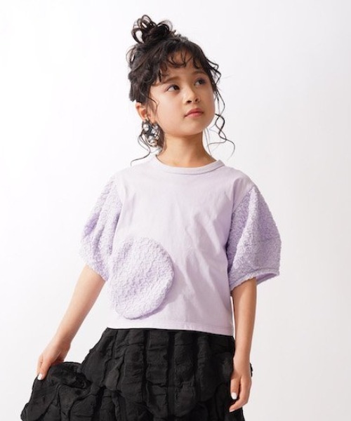 garcon la raison（ギャルソン・ラ・レゾン）の「バルーンスリーブプルオーバー（Tシャツ/カットソー・キッズ・ブラック/ラベンダー・130cm/140cm）」の2枚目の写真