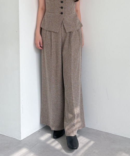 archives(アルシーヴ)の「【SETUP対応】タックツイードワイドスラックス(スラックス・レディース・ブラウン/ブラック・MEDIUM)」の5枚目の写真