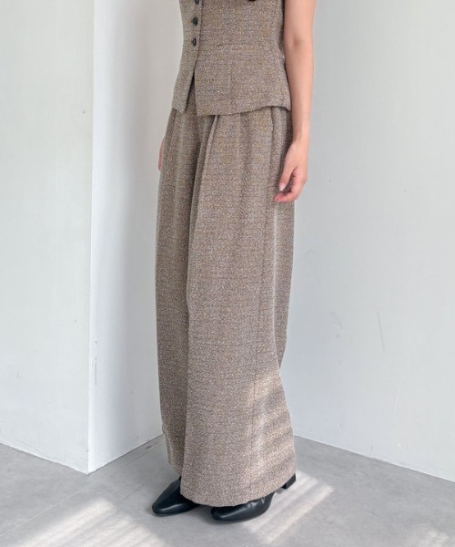archives(アルシーヴ)の「【SETUP対応】タックツイードワイドスラックス(スラックス・レディース・ブラウン/ブラック・MEDIUM)」の6枚目の写真