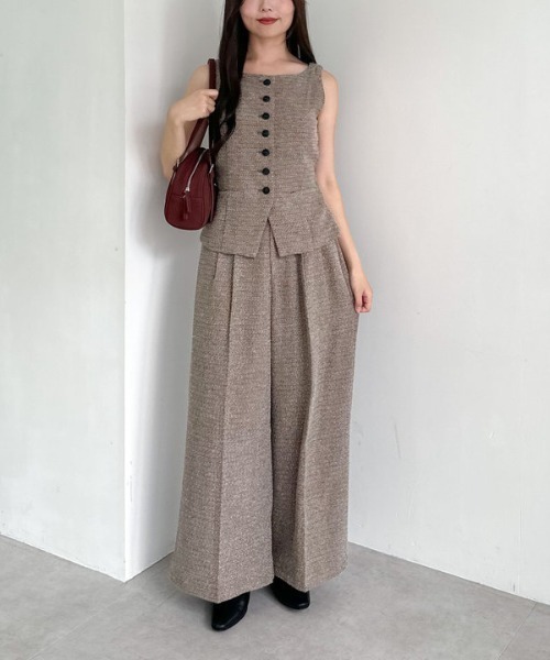 archives(アルシーヴ)の「【SETUP対応】タックツイードワイドスラックス(スラックス・レディース・ブラウン/ブラック・MEDIUM)」の9枚目の写真