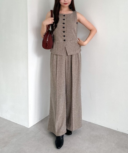 archives(アルシーヴ)の「【SETUP対応】タックツイードワイドスラックス(スラックス・レディース・ブラウン/ブラック・MEDIUM)」の10枚目の写真