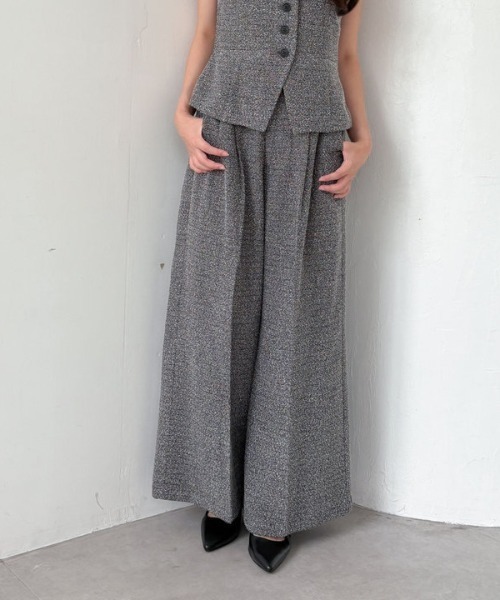 archives(アルシーヴ)の「【SETUP対応】タックツイードワイドスラックス(スラックス・レディース・ブラウン/ブラック・MEDIUM)」の13枚目の写真