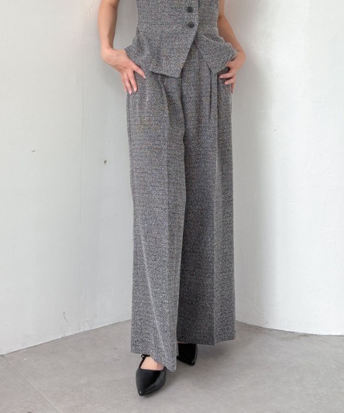 archives(アルシーヴ)の「【SETUP対応】タックツイードワイドスラックス(スラックス・レディース・ブラウン/ブラック・MEDIUM)」の14枚目の写真