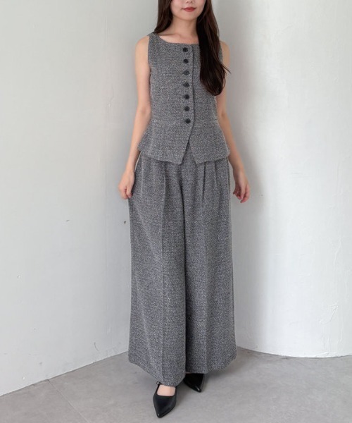 archives(アルシーヴ)の「【SETUP対応】タックツイードワイドスラックス(スラックス・レディース・ブラウン/ブラック・MEDIUM)」の18枚目の写真