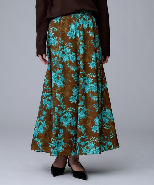 セール】【ウエストゴム/ロング/花柄】オーナメントフラワー スカート