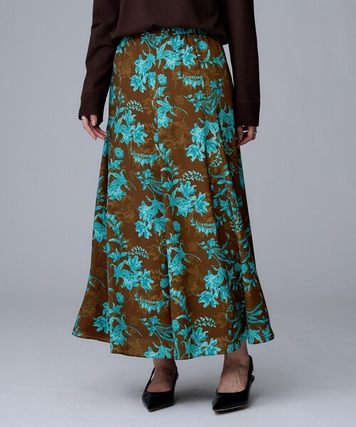 セール】【ウエストゴム/ロング/花柄】オーナメントフラワー スカート