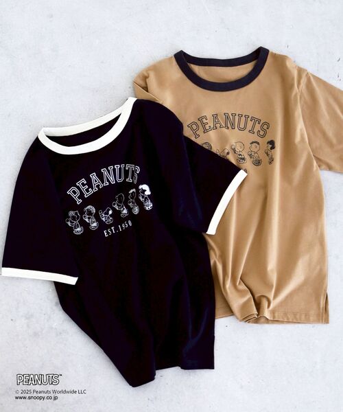 le.coeur blanc(ルクールブラン)の「【PEANUTS】リンガーTシャツ(Tシャツ/カットソー・レディース・ネイビー/キャメル・38)」の12枚目の写真