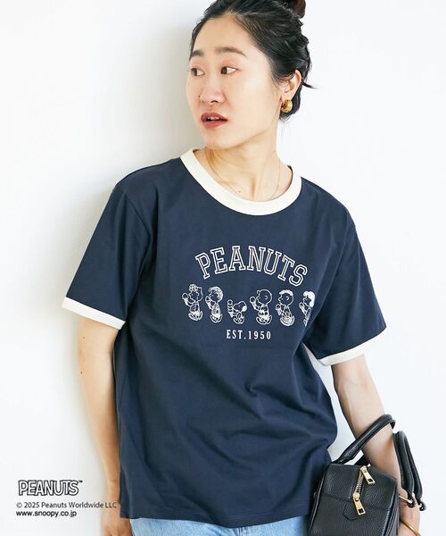 le.coeur blanc(ルクールブラン)の「【PEANUTS】リンガーTシャツ(Tシャツ/カットソー・レディース・ネイビー/キャメル・38)」の14枚目の写真