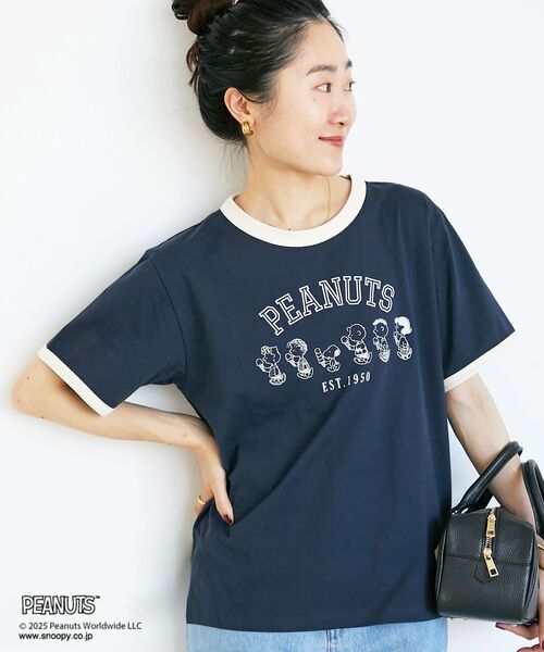 le.coeur blanc(ルクールブラン)の「【PEANUTS】リンガーTシャツ(Tシャツ/カットソー・レディース・ネイビー/キャメル・38)」の15枚目の写真