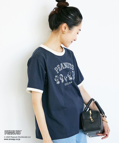 le.coeur blanc(ルクールブラン)の「【PEANUTS】リンガーTシャツ(Tシャツ/カットソー・レディース・ネイビー/キャメル・38)」の17枚目の写真