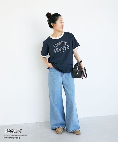 le.coeur blanc(ルクールブラン)の「【PEANUTS】リンガーTシャツ(Tシャツ/カットソー・レディース・ネイビー/キャメル・38)」の18枚目の写真
