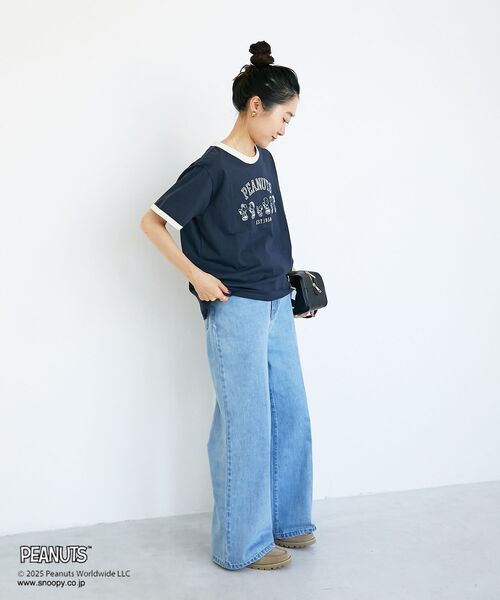 le.coeur blanc(ルクールブラン)の「【PEANUTS】リンガーTシャツ(Tシャツ/カットソー・レディース・ネイビー/キャメル・38)」の19枚目の写真