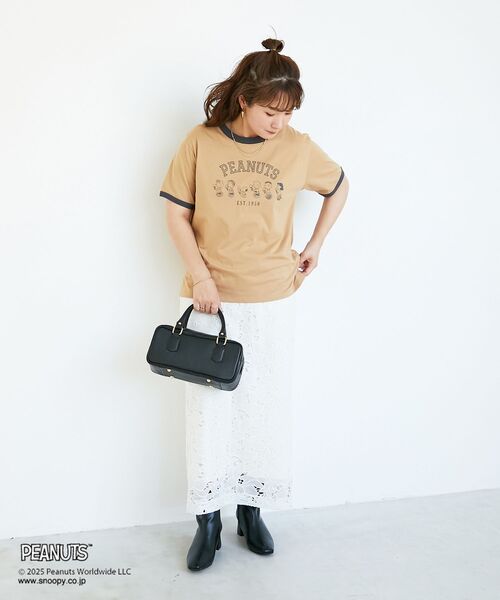 le.coeur blanc(ルクールブラン)の「【PEANUTS】リンガーTシャツ(Tシャツ/カットソー・レディース・ネイビー/キャメル・38)」の6枚目の写真