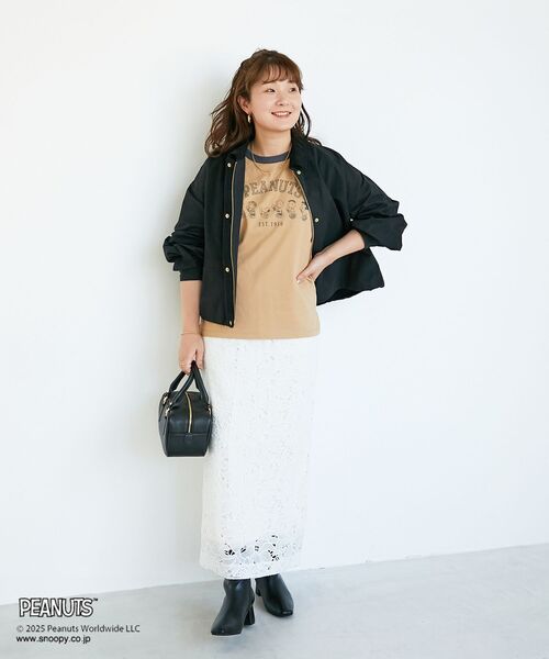 le.coeur blanc(ルクールブラン)の「【PEANUTS】リンガーTシャツ(Tシャツ/カットソー・レディース・ネイビー/キャメル・38)」の10枚目の写真