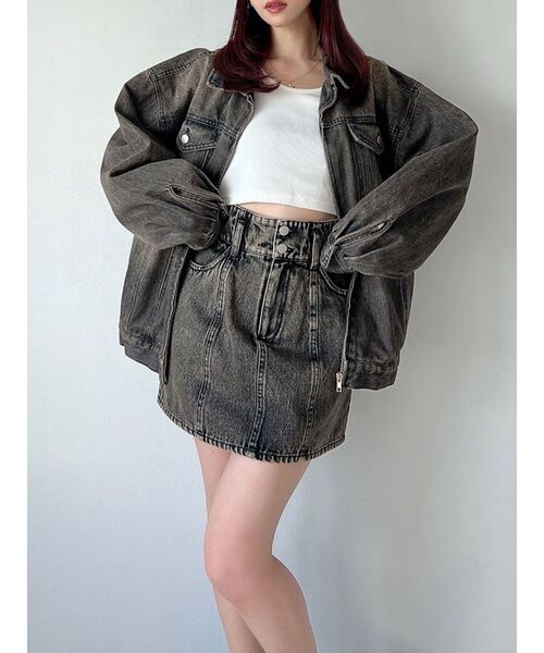 RESEXXY（リゼクシー）の「ラウンドネスオーバーブルゾン【セットアップ着用可能】（ブルゾン・レディース・ブラック/ブルー/ブラウン・FREE）」の2枚目の写真