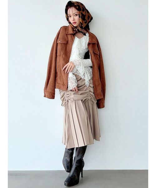 RESEXXY（リゼクシー）の「ラウンドネスオーバーブルゾン【セットアップ着用可能】（ブルゾン・レディース・ブラック/ブルー/ブラウン・FREE）」の4枚目の写真