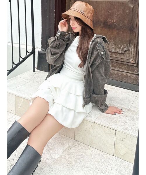 RESEXXY（リゼクシー）の「ラウンドネスオーバーブルゾン【セットアップ着用可能】（ブルゾン・レディース・ブラック/ブルー/ブラウン・FREE）」の6枚目の写真