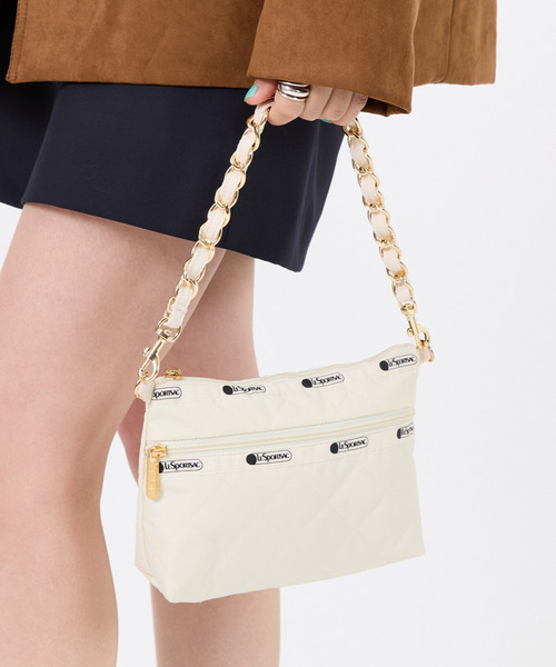 LeSportsac(レスポートサック)の「CHAIN COSMETIC CLUTCH サンドバーチェーンキルト(ショルダーバッグ・レディース・ホワイト・FREE)」の5枚目の写真