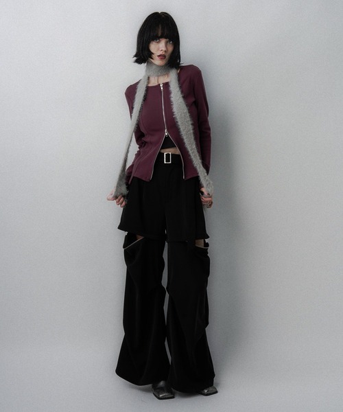 HARE（ハレ）の「ジップリブタイトカーディガン(HARE)（カーディガン/ボレロ・レディース・ブラック/グレー/バーガンディー・FREE）」の4枚目の写真