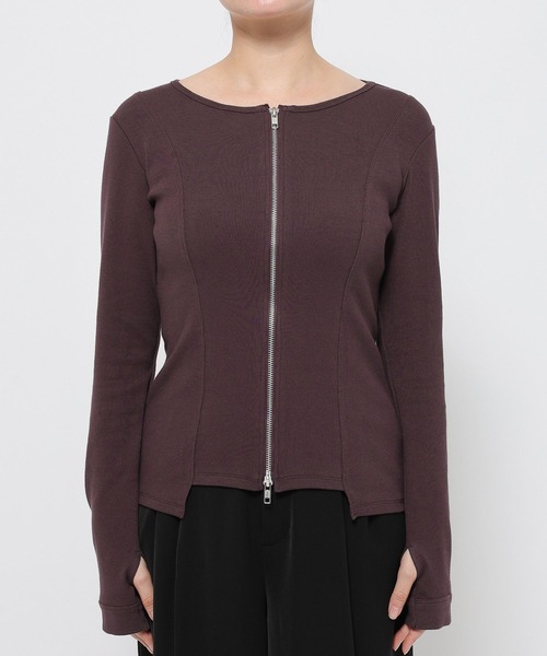 HARE（ハレ）の「ジップリブタイトカーディガン(HARE)（カーディガン/ボレロ・レディース・ブラック/グレー/バーガンディー・FREE）」の11枚目の写真